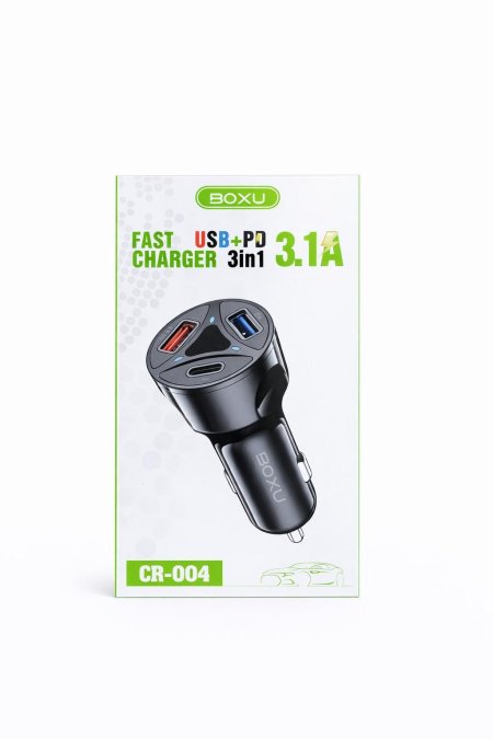 BOXU CR-004 Fast Car Charger – شاحن سيارة سريع 3 في 1